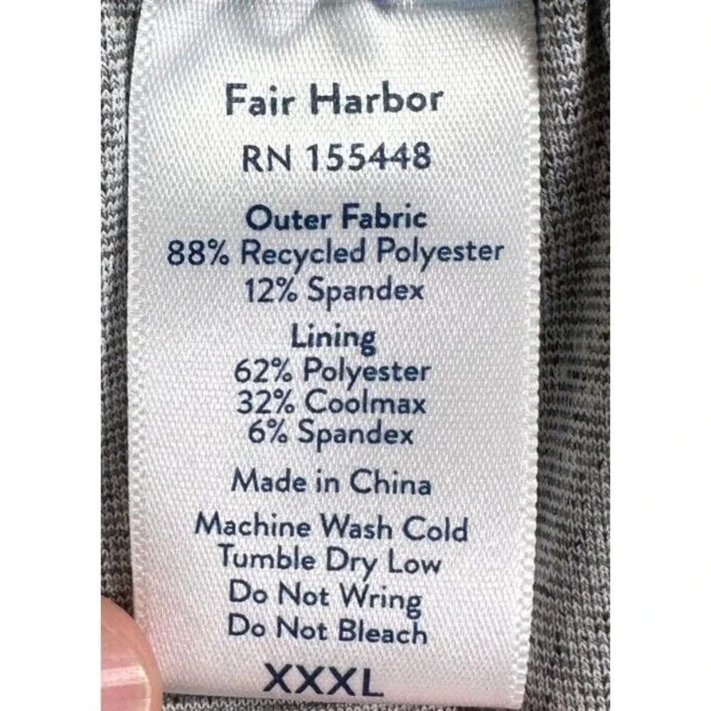 Fair Harbor Swim Trunks Adult 3XL Blue Geometric Board Shorts Drawstring Men NEW